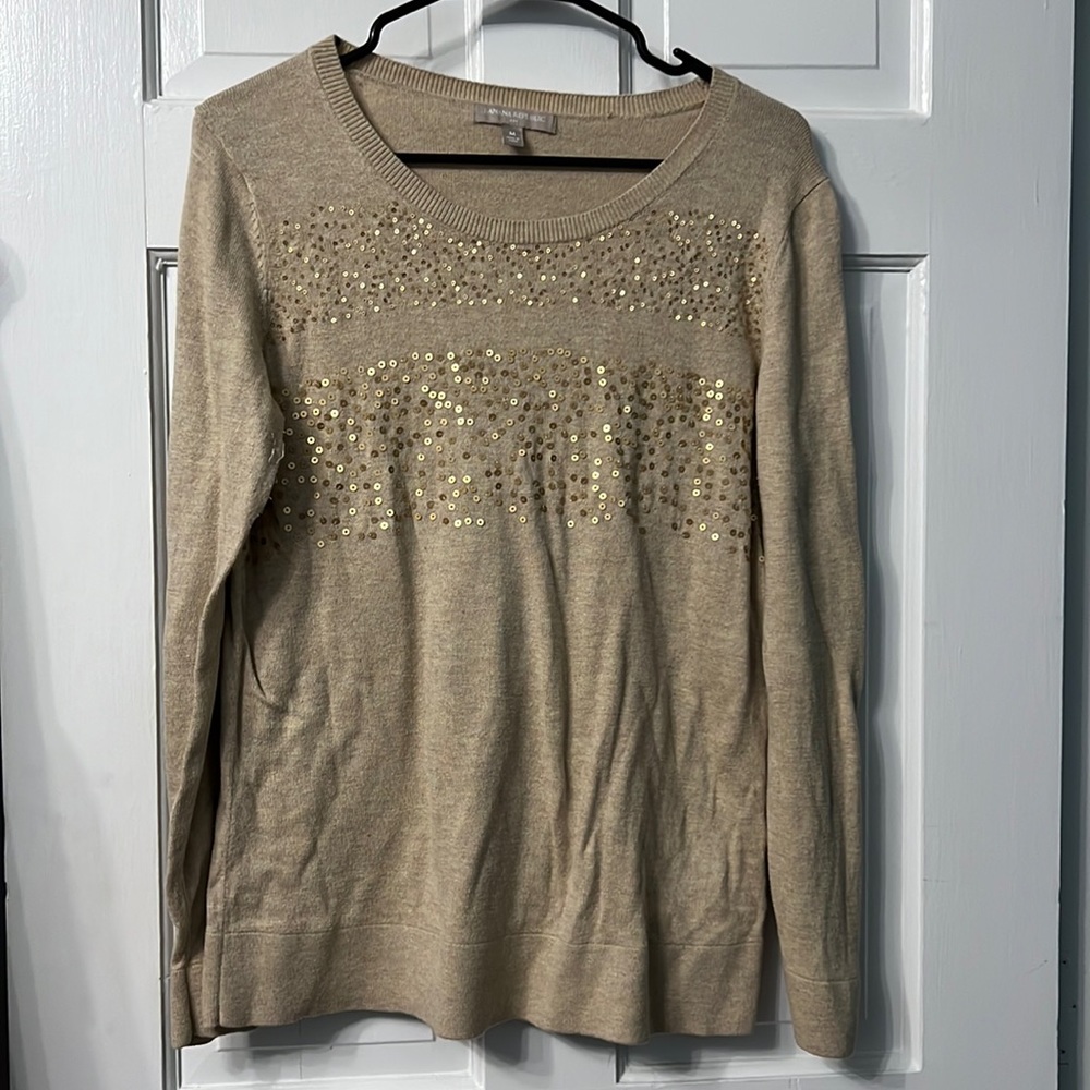 Banana republic brown/gold sweater with sequin detail